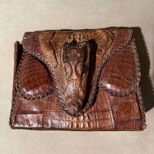 Brown Crocodile Leather Clutch